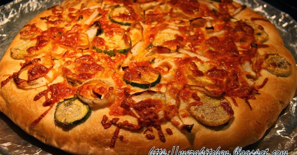 merakitchen Focaccia (topped with cheddar cheese and zucchini & onions marinated in balsamic
