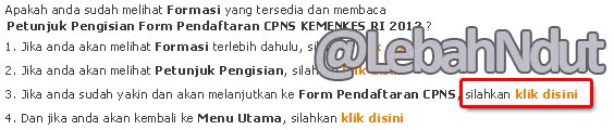 Konfirmasi Pendaftaran CPNS Kemenkes Online 2012