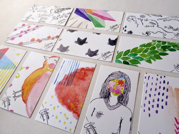 Business card design for freelance illustrator and graphic designer, Fathima Kathrada at Happiness is... Business card design for freelance illustrator and graphic designer, Fathima Kathrada at Happiness is...