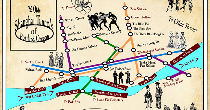 Portland Shanghai Tunnels Map Weird Post