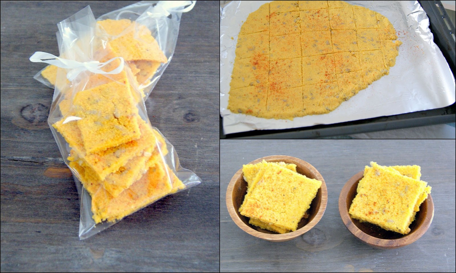 Easy crunchy spicy baked Polenta Crackers Fleur d'oranger, Masala & Co..