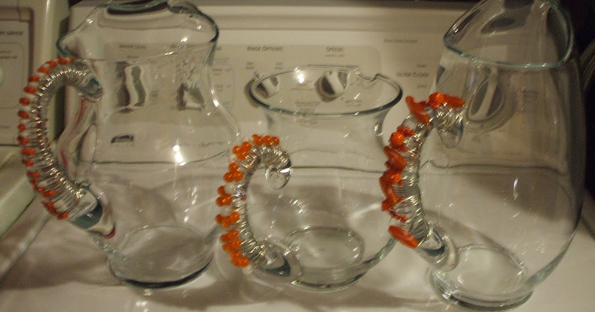 Gray Cardigan Beaded Pitchers & Individual Cupcake Holders