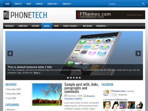Free PhoneTech - for a Mobile Phone ant Tech Website WordPress Theme Free PhoneTech - for a Mobile Phone ant Tech Website WordPress Theme