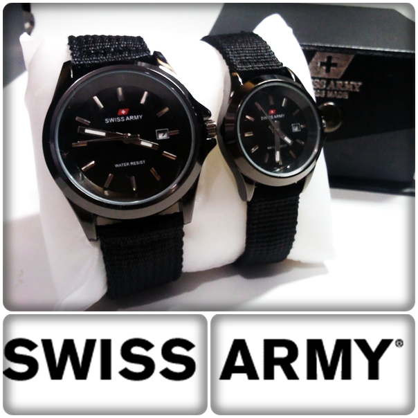 Jam Tangan Couple Swiss Army 1182 Plat Hitam (Kw1)