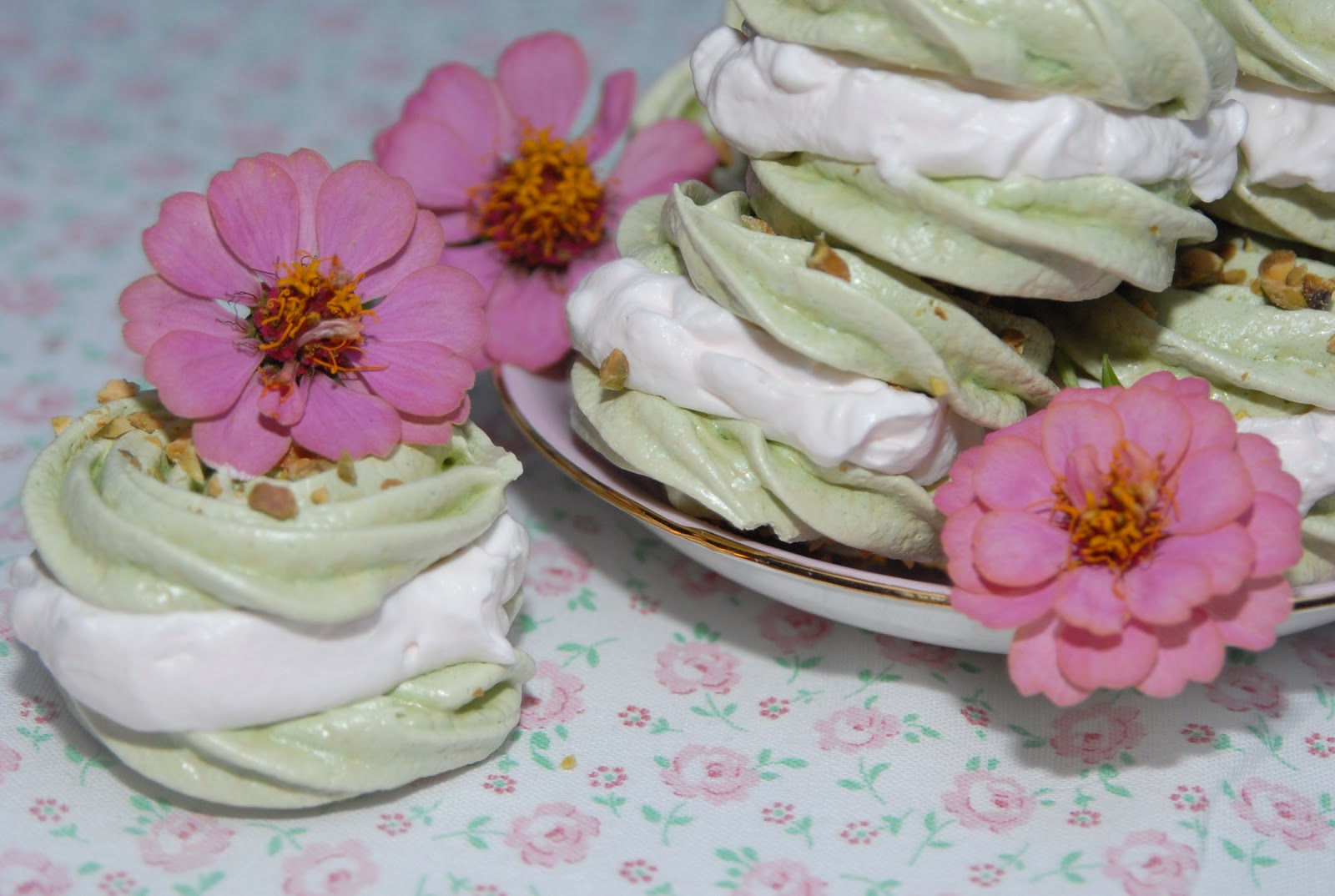 Pink Piccadilly Pastries Two Eggs, Two Recipes Pistachio Meringues