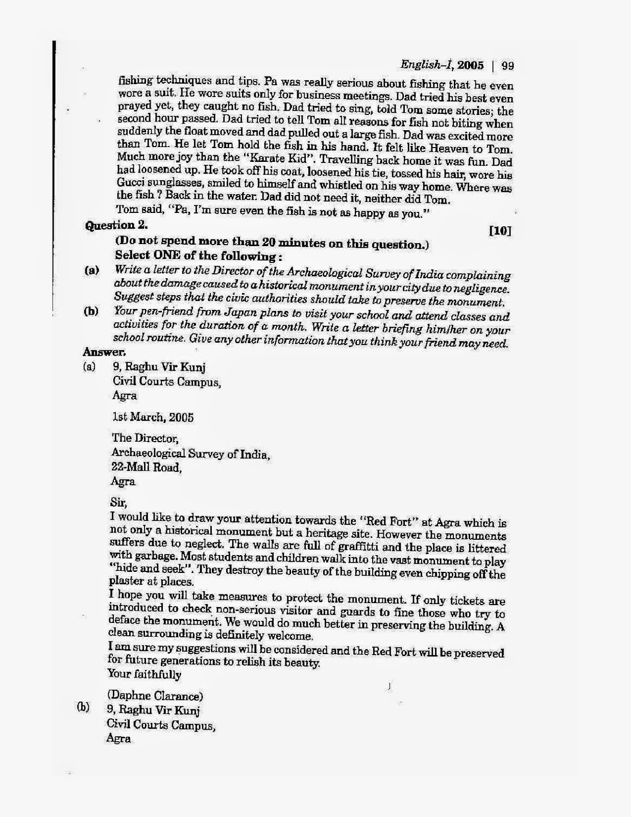 Icse class 10th English solved question paper 2005 Icse class 10th 2005 English Language solved question paper 2005
