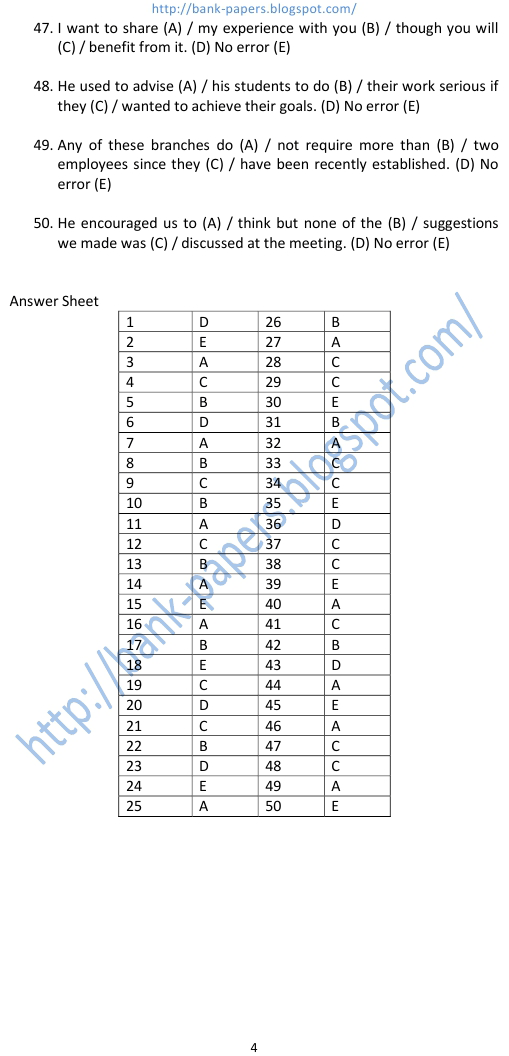 english questions and answers for bank exam english questions and answers for bank exam