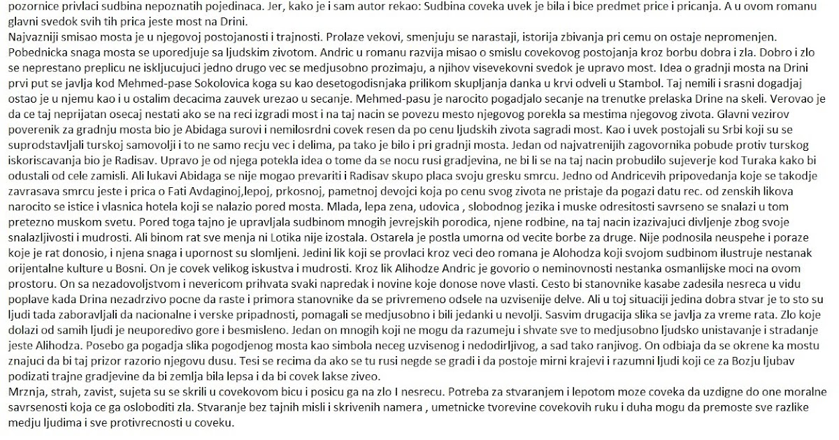 Dobro i zlo u romanu Na Drini cuprija Sastav Pismeni Sastav iz srpskog