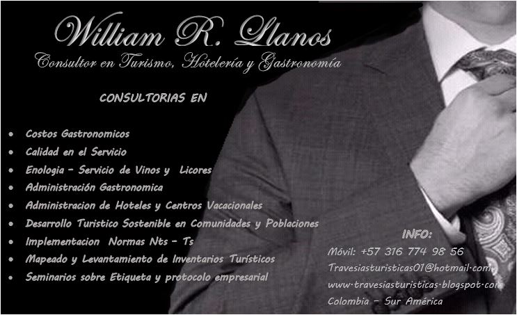 WILLIAM LLANOS - Consultor en Turismo, Hoteleria y Gastronomia