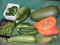 peppers, french beans, courgettes, marrows, cucmbers, potaotes