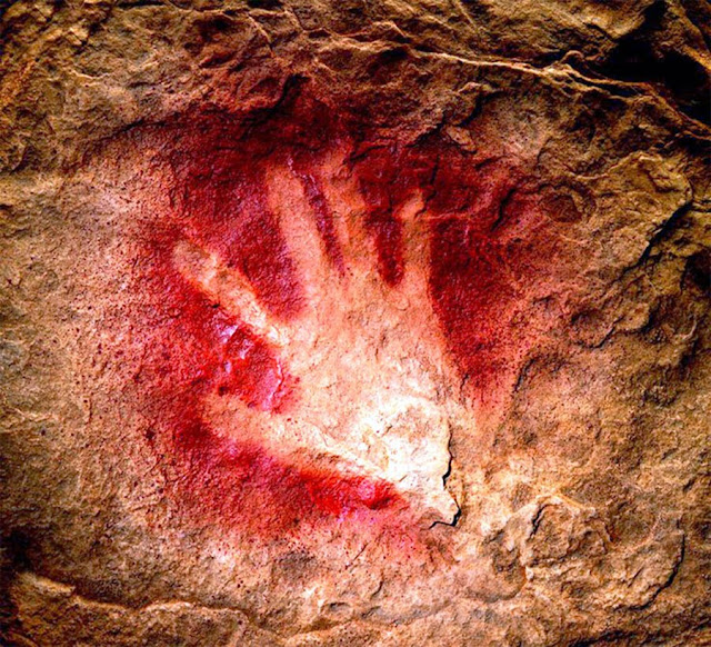 prehistoric handprint - from Chauvet Cave in France, circa 33-30 000-year
