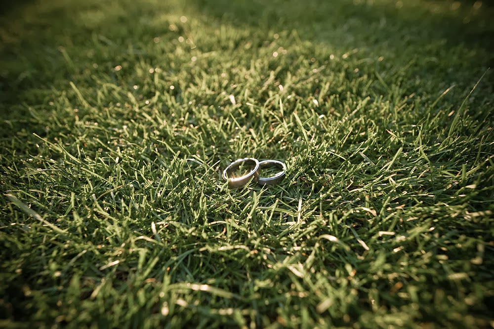 Mark & Mike's ring on the lawn of the Hall at Fauntleroy - Photo by Malcolm Smith Wedding rings on the Hall at Fauntleory's lawn - Patricia Stimac, Seattle Wedding Officiant