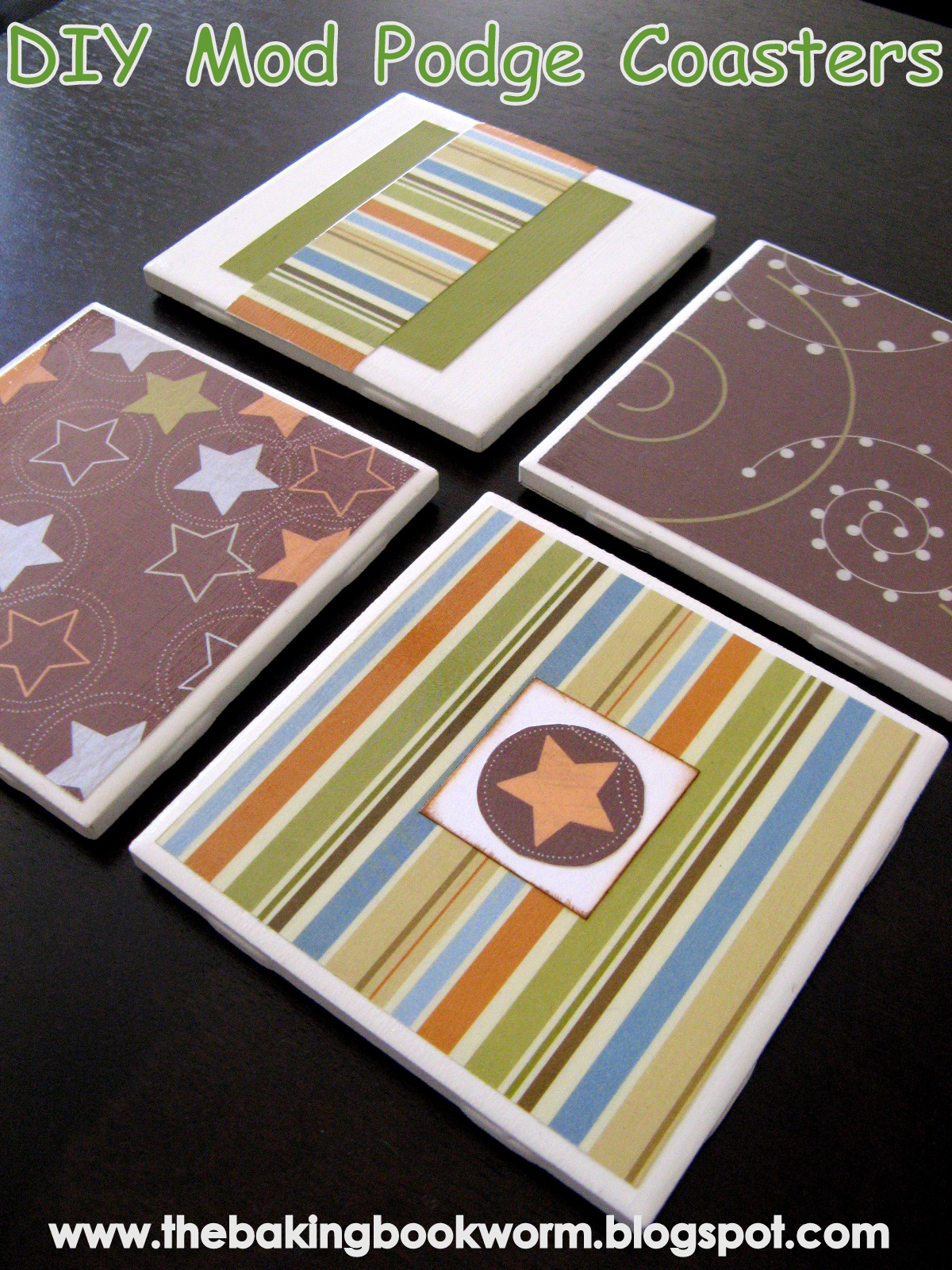 The Baking Bookworm DIY Mod Podge Coasters