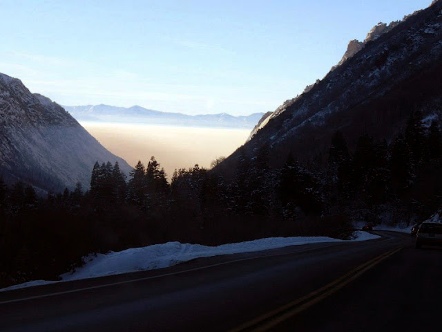 Inversion cloud from Little Cottonwood Canyon, Utah Inversion in Utah