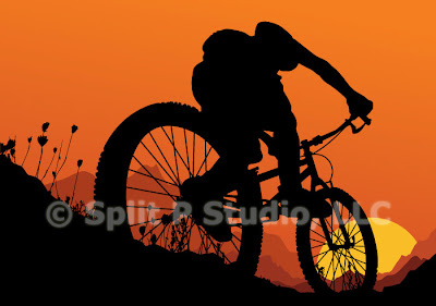 mountain bike vector art, male biking