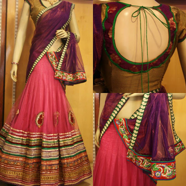 Half+Saree+Designers+in+Hyderabad ... and gold designer blouse, designed by Sony Reddy of Sony Fashions