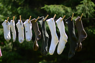 line drying laundry