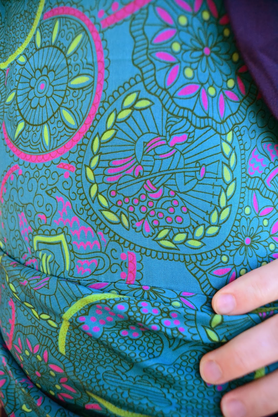 Flashback Summer:  Love {For a 1940s Dress} Comes Softly - Asian India novelty print, teal, fuschia, lime, pink, purple, plum
