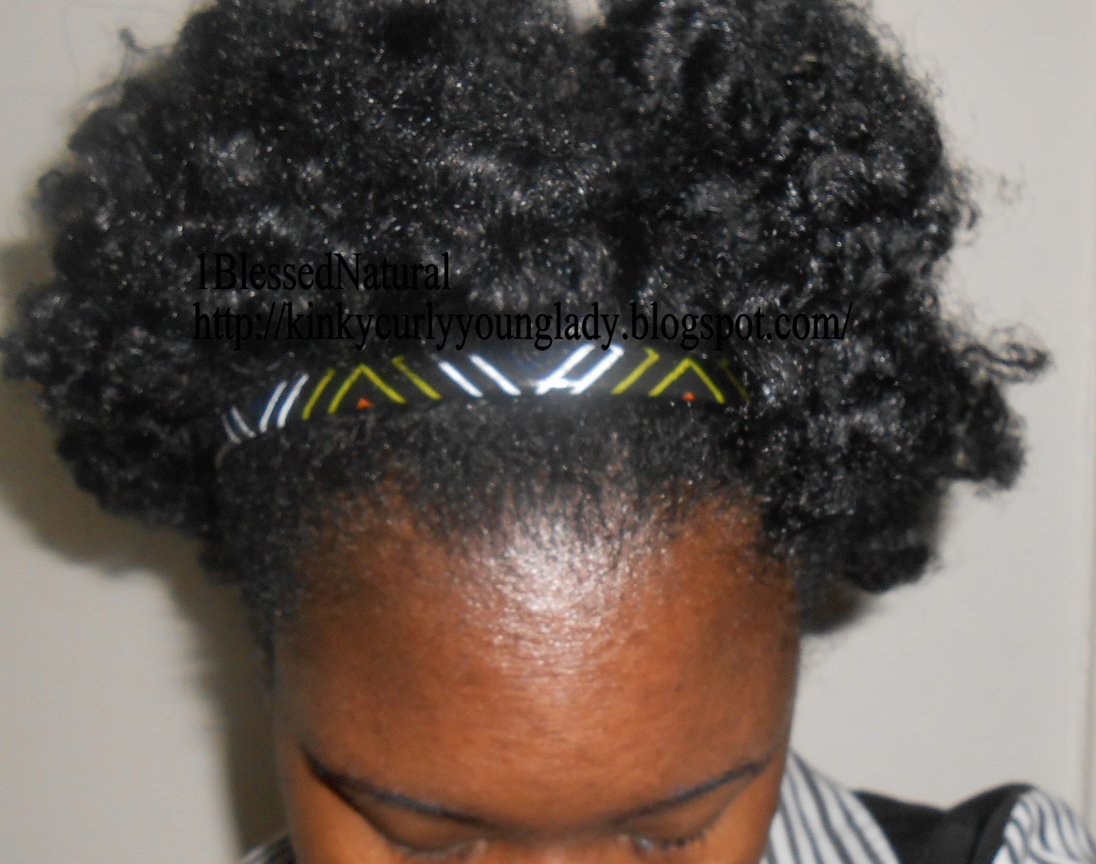 Sunday Church Hair: Stripe Headband on Two-Strand Twist Pin Curl Out