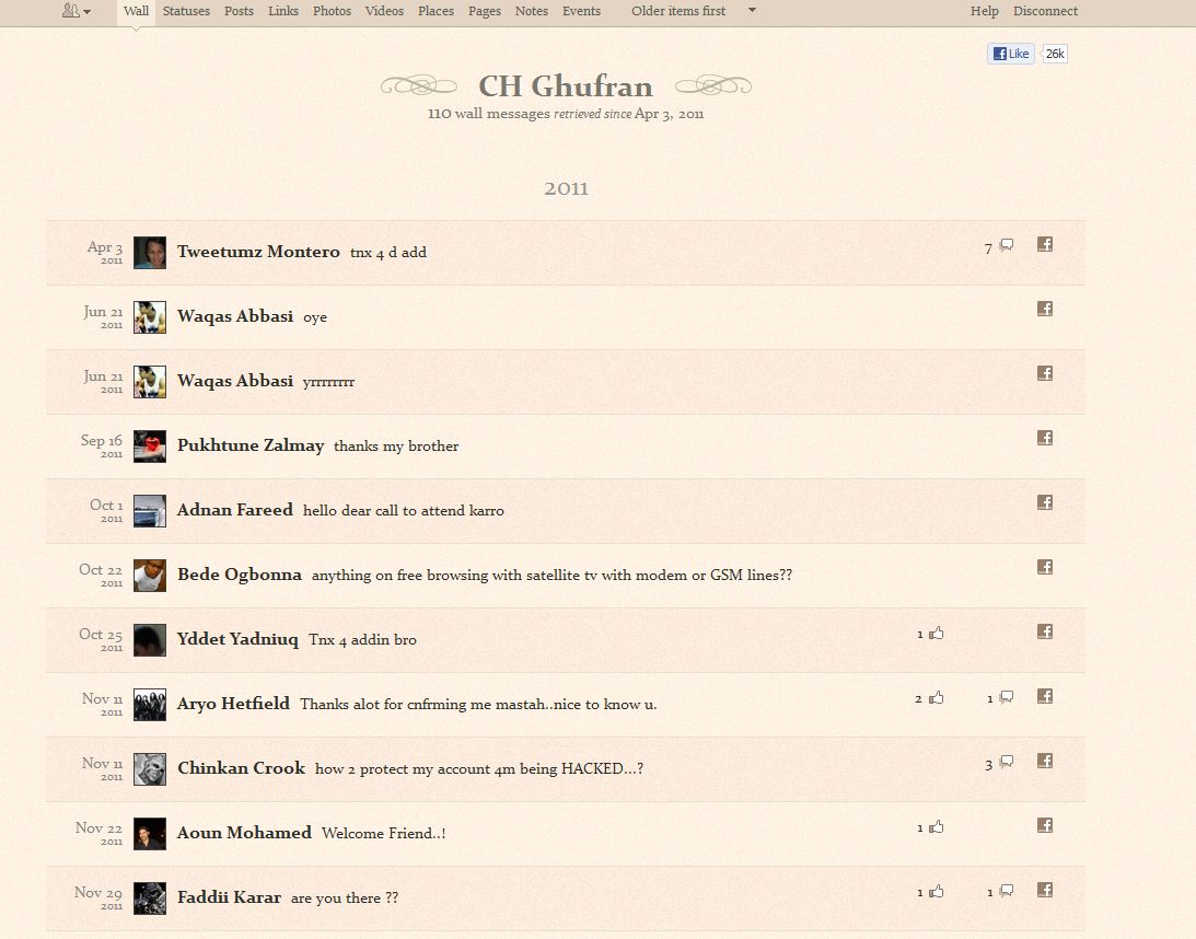 Facebook Profile History
