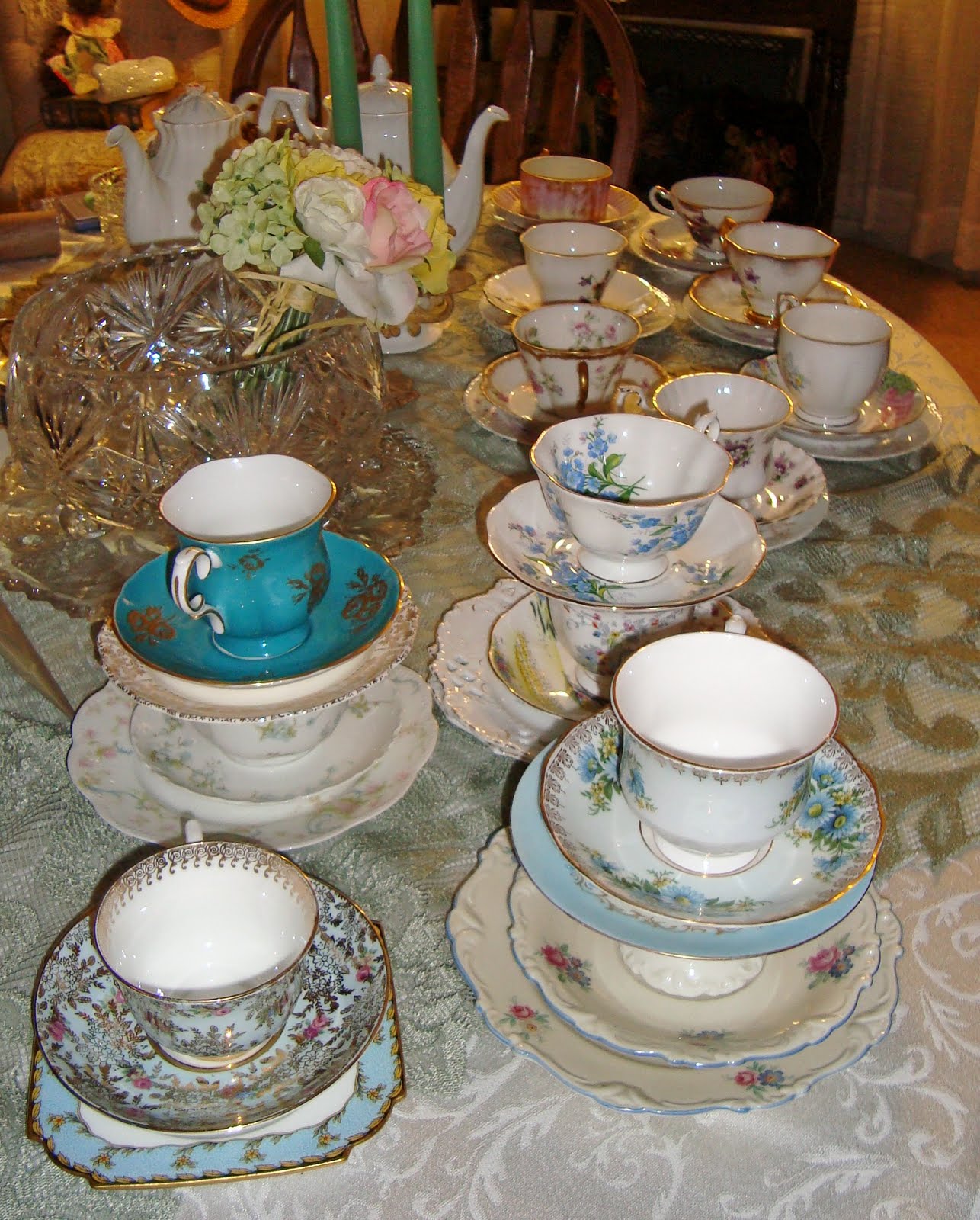 Martha's Favorites SURROUNDED BY BEAUTIFUL TEA CUPS!