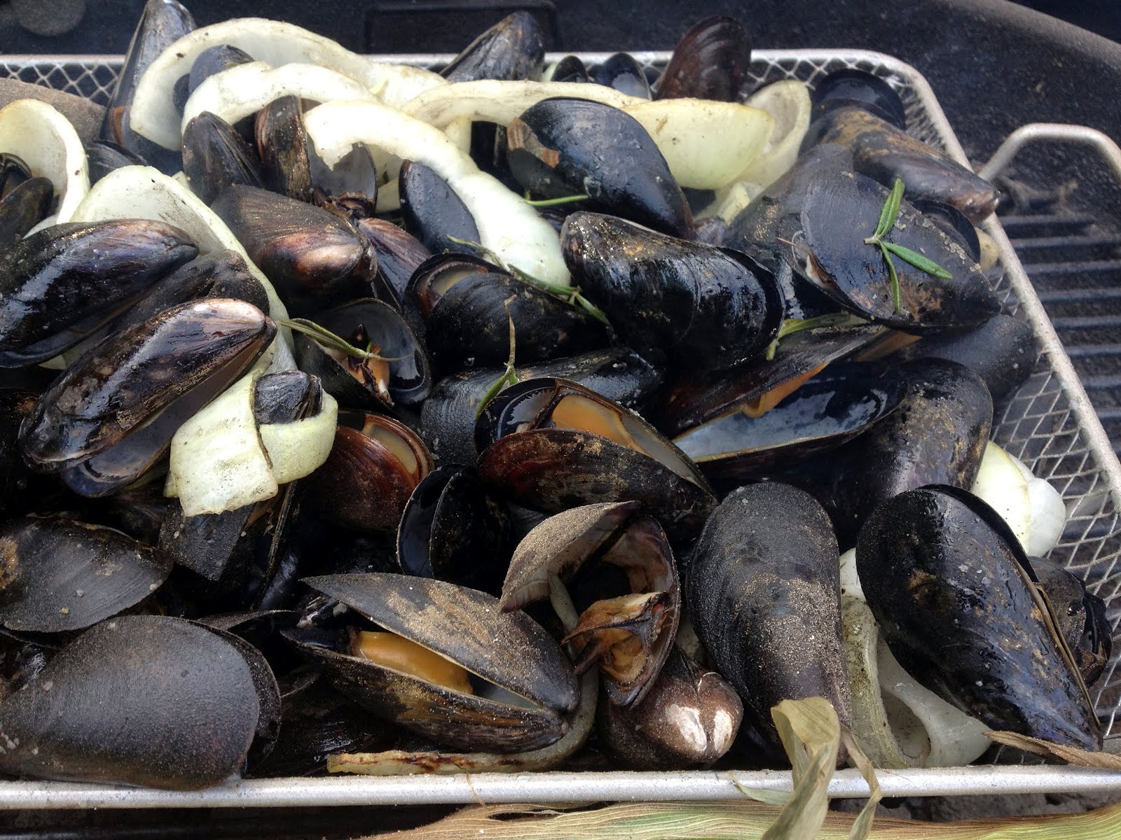 Grilled Rosemary Mussels with RosemaryMalt Vinegar Dipping Sauce