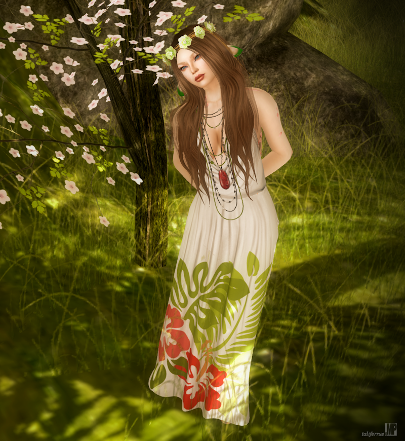 Beauty under the blossom tree. Second Life Role-Play Review