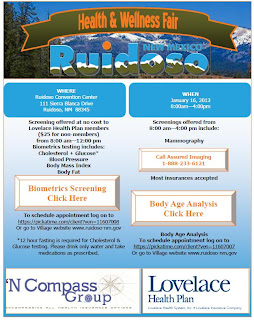 Ruidoso's Health and Wellness Fair for further information call 575-258-4343