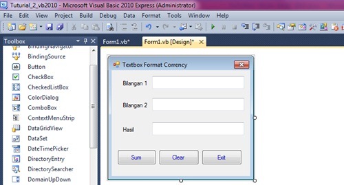 Edukasi Textbox Format Currency Dan Penjumlahnya Vb2010