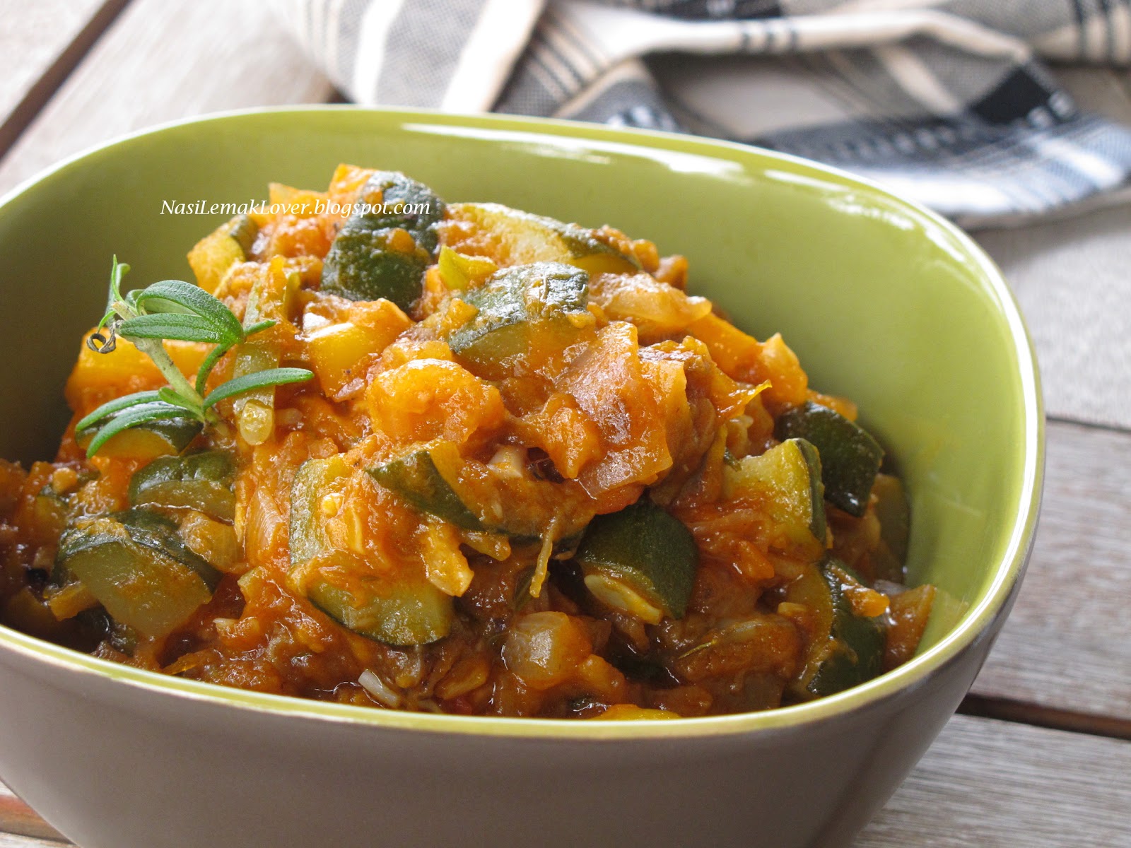 Nasi Lemak Lover Ratatouille, Pommes Duchesse (Baked puree potatoes)