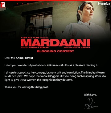 Rani Mardaani Blogging Contest - Anmol Rawat