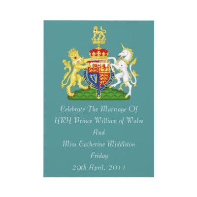 royal wedding party invitations. Royal Wedding Coat of Arms