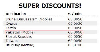 StuntCalls rate list showing the Super discount rates.