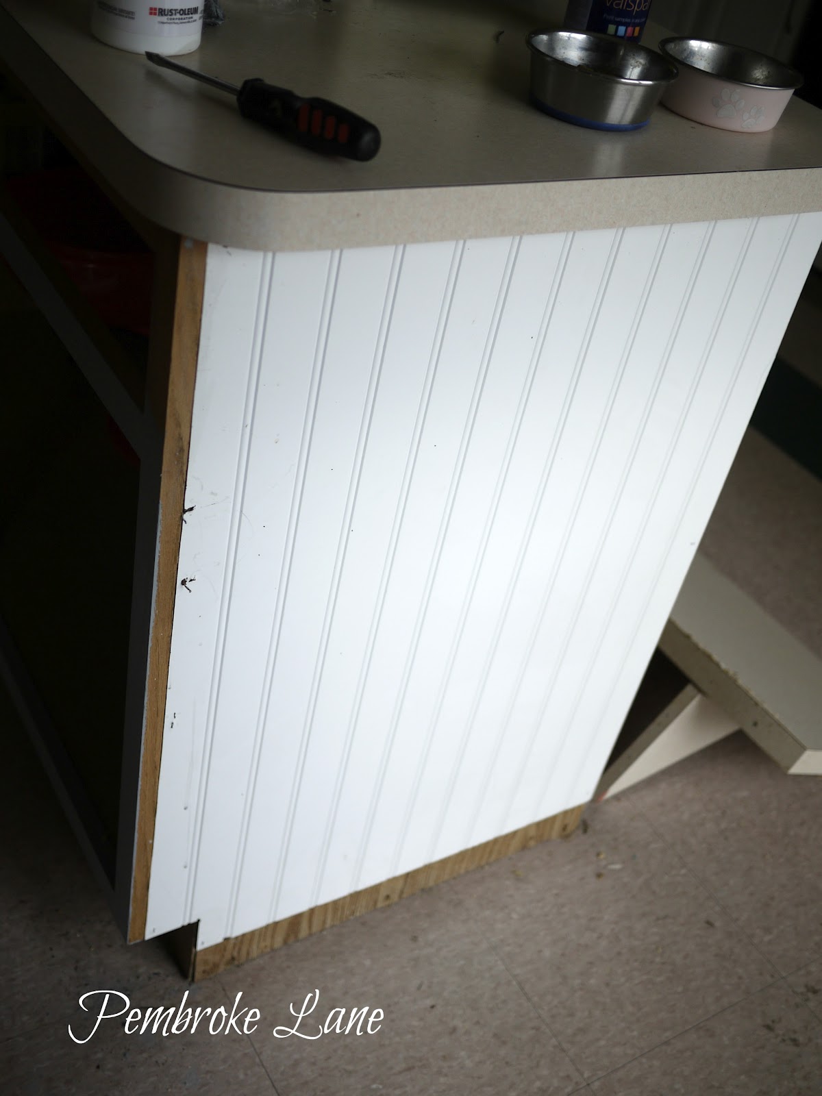 Pembroke Lane Working on a Bead Board Kitchen Island Update