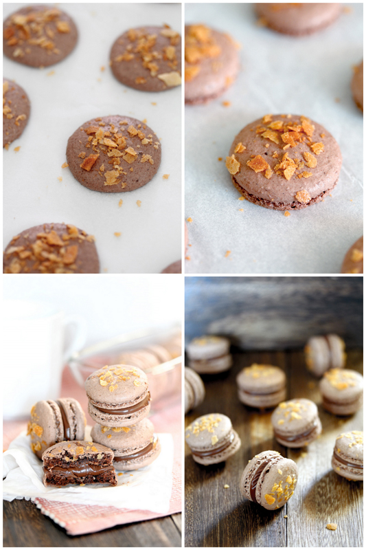 Foodagraphy. By Chelle. Chocolate hazelnut feuilletine macarons