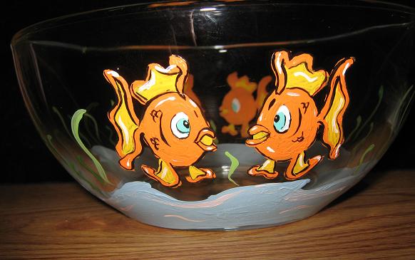 Handpainted Fish Bowl goldfish bowl skirt. Handpainted Fish Bowl