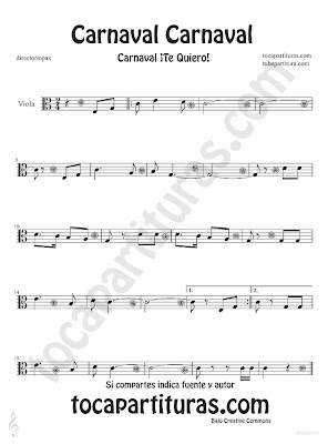 Tubescore Carnival Carnival sheet music for Viola Carnaval Te quiero traditional song music score