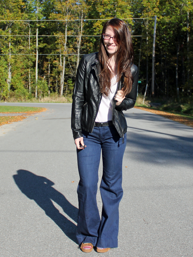 Enter Kelly Leather Jacket Trouser Jeans Dynamite Faux Leather Jacket Gap Trouser Jeans Forever 21 T Shirt Giant Tiger Moccasins