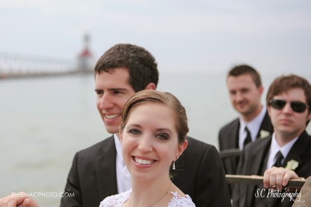 Bride and groom on an amphibious military vehicle