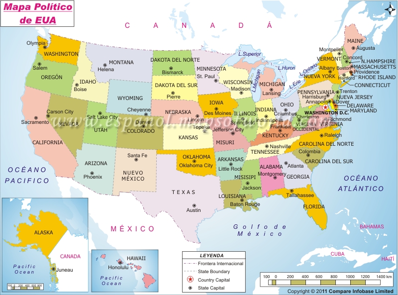 Estados Unidos Mapa Capital