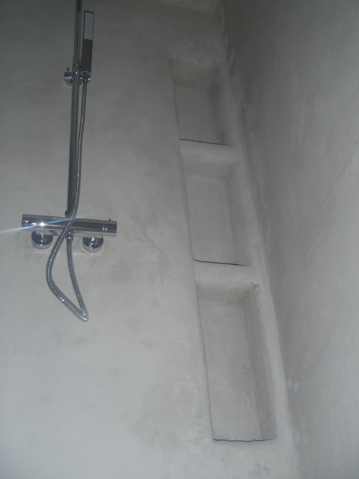 pauline french Plaster walls in the Master Shower