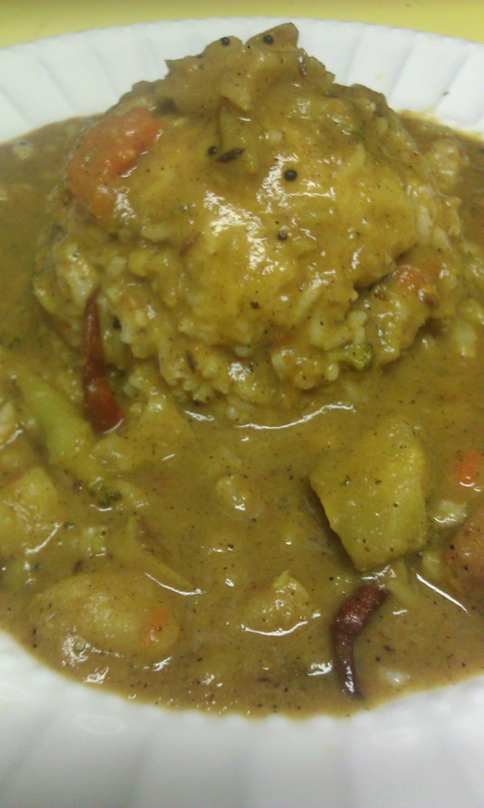 What I'm Cooking Now Vegetables in Chickpea Flour Gravy, Indian Style