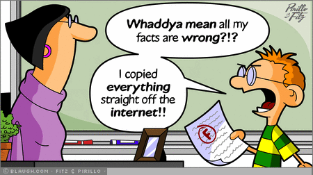 Cartoon of student cheating using the internet
