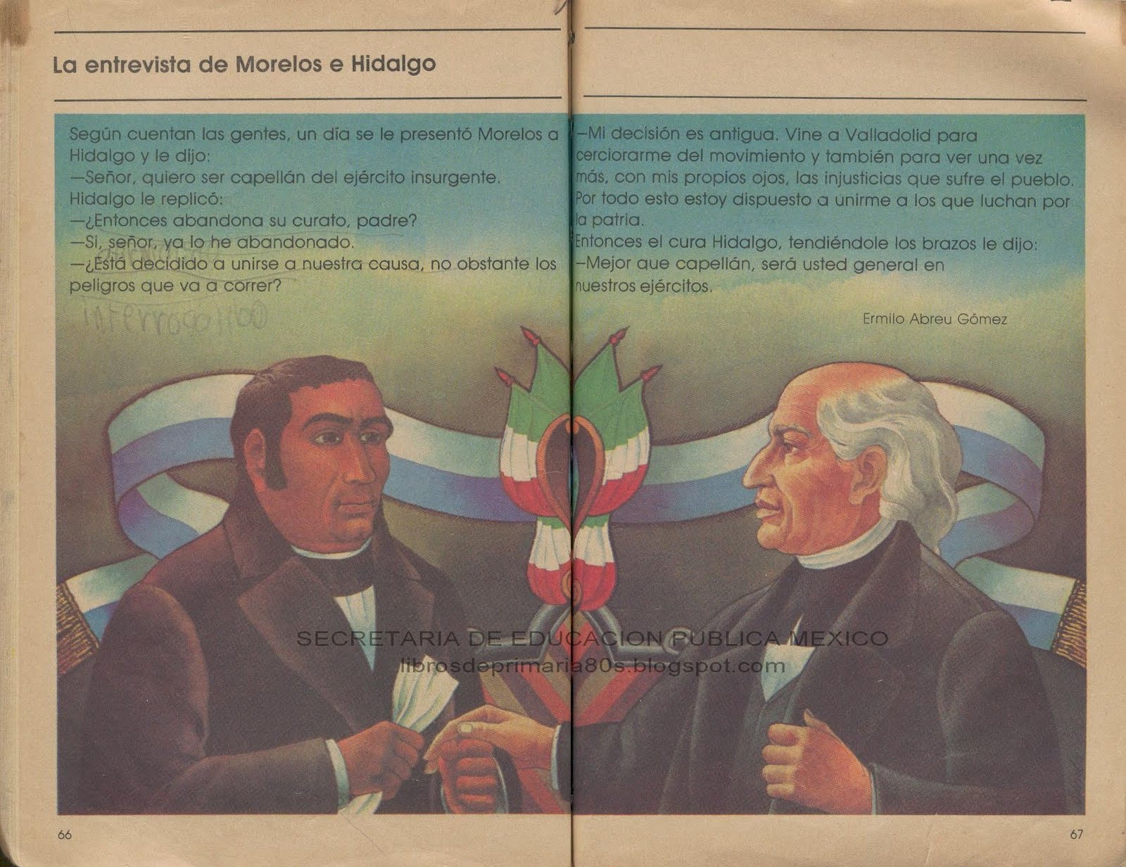 Libros de Primaria de los 80's La entrevista de Morelos e Hidalgo (Mi