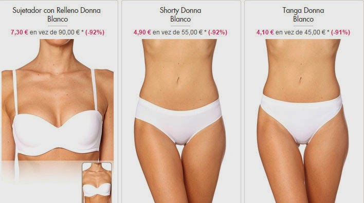 Ejemplos de lencería blanca modelo Donna lenceria donna