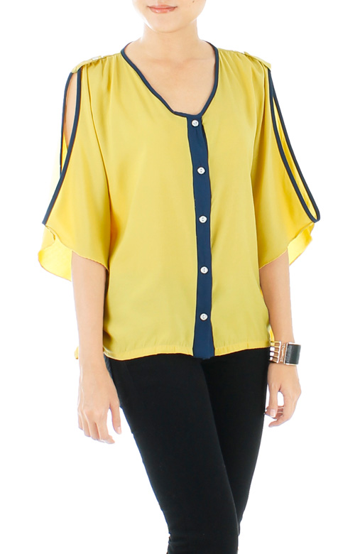 Flyaway Slouchy Top with Cut Sleeves