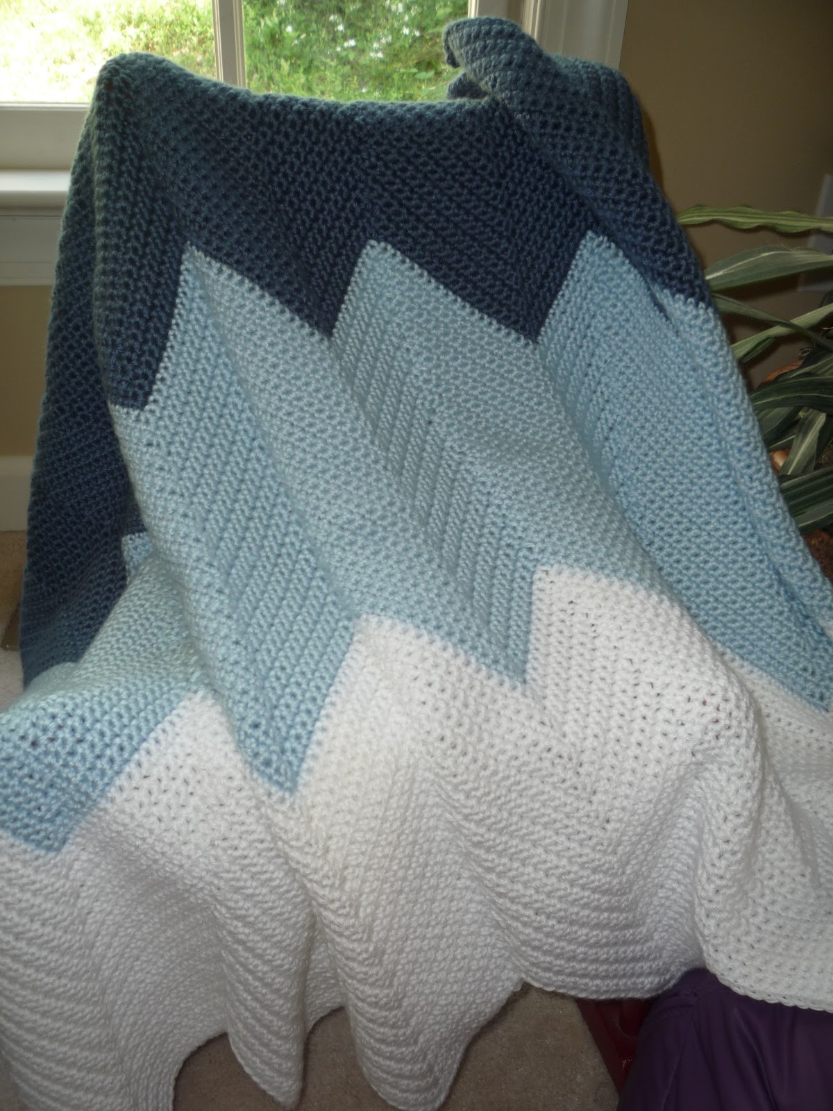Greener Beginnings Chevron Ombre Crocheted Blanket