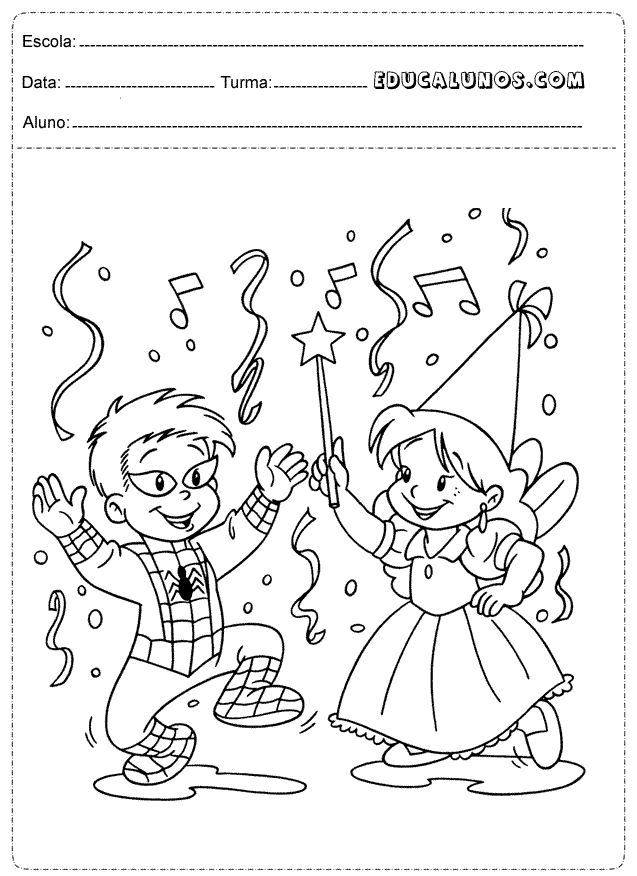 Pinte o homem aranha e a fadinha (fantasias de carnaval)