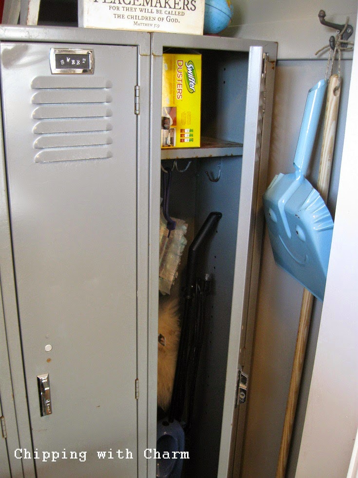 Chipping with Charm: Entry Closet Redo with vintage lockers...www.chippingwithcharm.blogspot.com