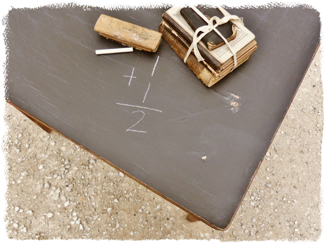 turn anything into a chalkboard like this old folding table via http://knickoftimeinteriors.blogspot.com/2012/11/thursdays-theme-old-school.html